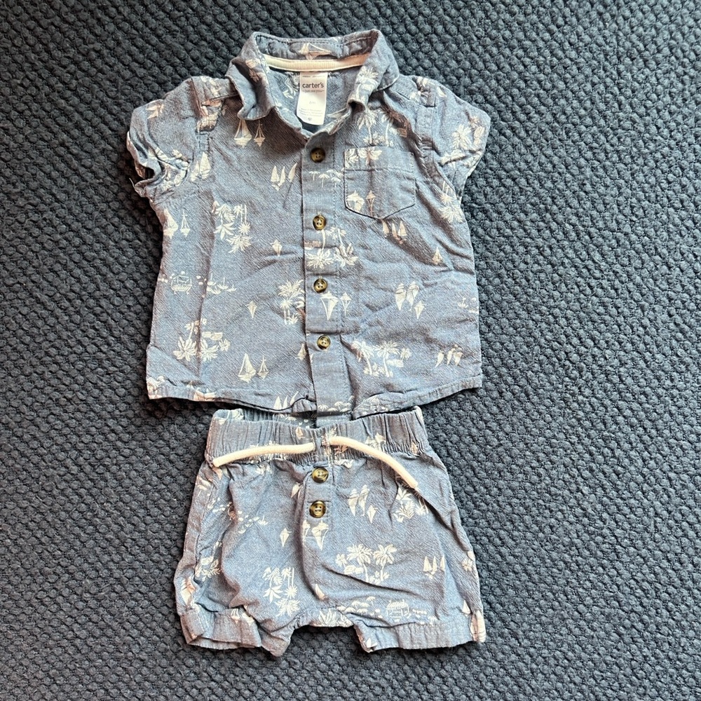 Carter's Blue Sailboat Shirt and Shorts Set